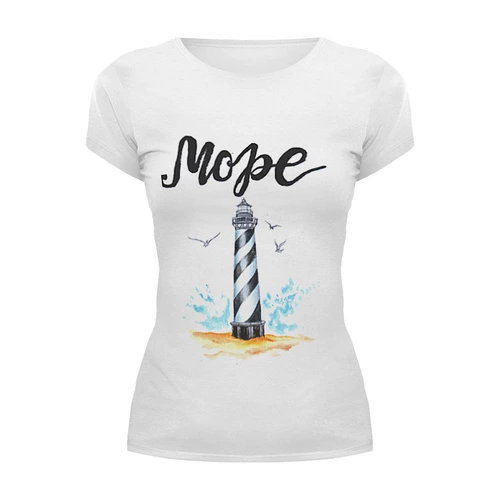 Заказать женскую футболку в Москве. Футболка базовая Море и маяк от Liby - готовые дизайны и нанесение принтов.