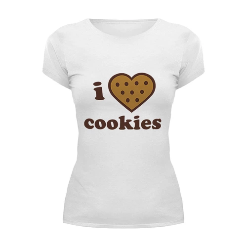 Заказать женскую футболку в Москве. Футболка базовая i love cookies от cherdantcev - готовые дизайны и нанесение принтов.