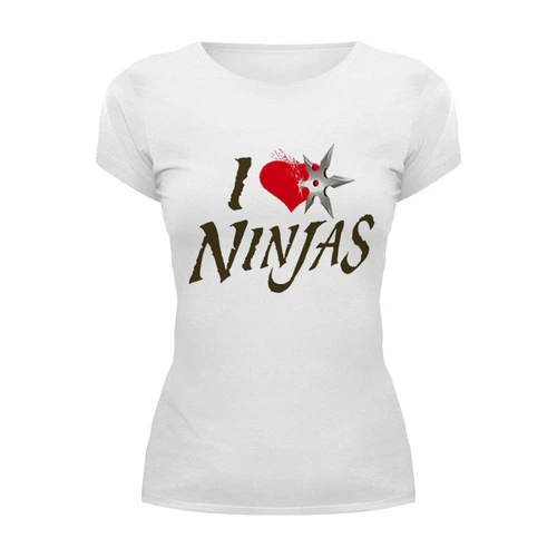 Заказать женскую футболку в Москве. Футболка базовая I love ninjas от Leichenwagen - готовые дизайны и нанесение принтов.