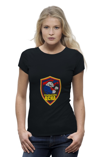 Заказать женскую футболку в Москве. Футболка базовая RC CSKA от торгаш - готовые дизайны и нанесение принтов.