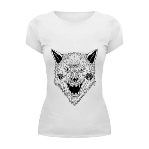 Заказать женскую футболку в Москве. Футболка базовая Серый волк от YellowCloverShop - готовые дизайны и нанесение принтов.