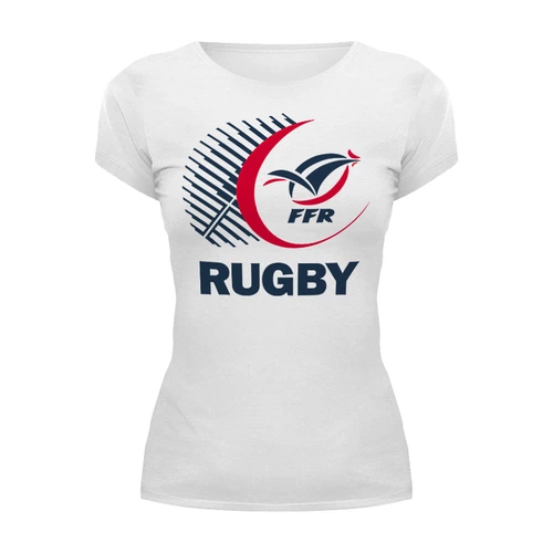 Заказать женскую футболку в Москве. Футболка базовая Франция регби от rugby - готовые дизайны и нанесение принтов.