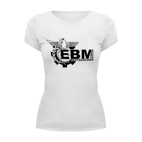 Заказать женскую футболку в Москве. Футболка базовая EBM Deutschland Лого от Black Pimpf - готовые дизайны и нанесение принтов.