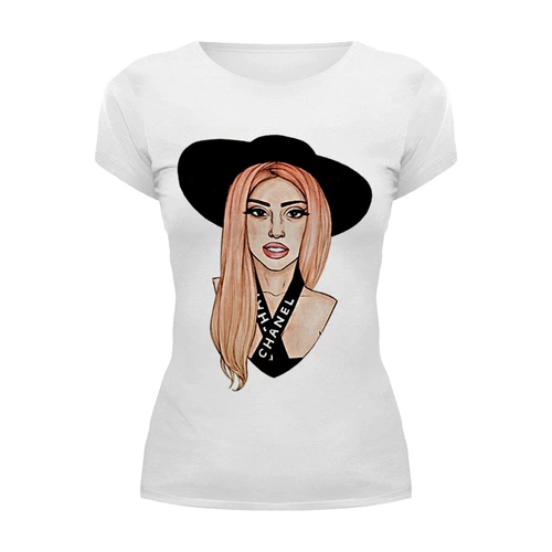 Заказать женскую футболку в Москве. Футболка базовая Lady Gaga                     от Savara - готовые дизайны и нанесение принтов.