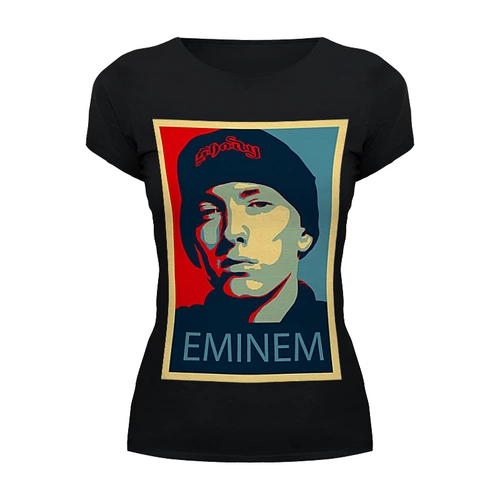 Заказать женскую футболку в Москве. Футболка базовая Eminem от mrmaximus - готовые дизайны и нанесение принтов.