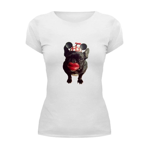 Заказать женскую футболку в Москве. Футболка базовая Собака-целовака              от dyzel1 - готовые дизайны и нанесение принтов.