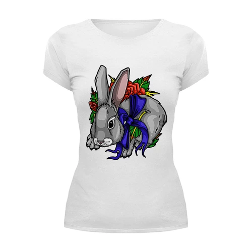 Заказать женскую футболку в Москве. Футболка базовая кролик от krolya_spb@mail.ru - готовые дизайны и нанесение принтов.