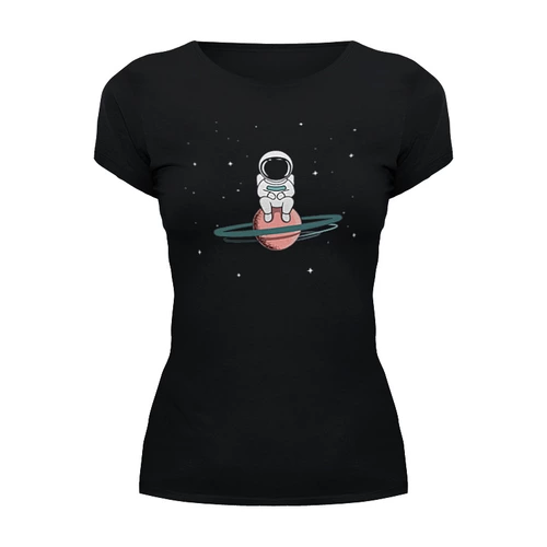 Заказать женскую футболку в Москве. Футболка базовая Космонавт на Сатурне от MariYang  - готовые дизайны и нанесение принтов.