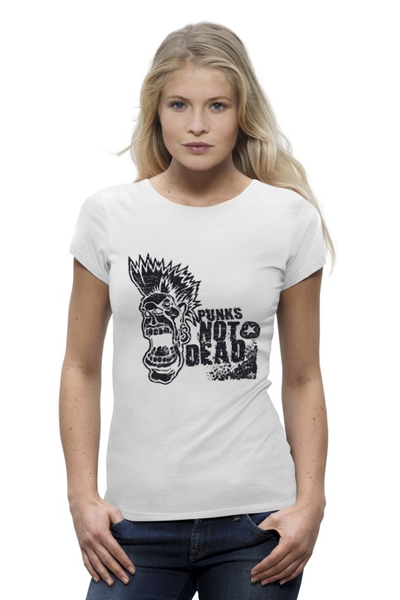 Заказать женскую футболку в Москве. Футболка базовая Punks Not Dead от Leichenwagen - готовые дизайны и нанесение принтов.
