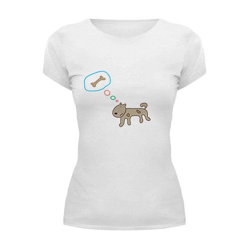 Заказать женскую футболку в Москве. Футболка базовая собака от Karina Radomskaya - готовые дизайны и нанесение принтов.