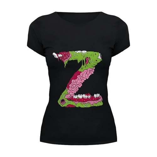 Заказать женскую футболку в Москве. Футболка базовая Z Zombie от skynatural - готовые дизайны и нанесение принтов.