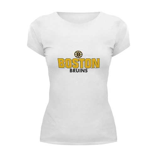Заказать женскую футболку в Москве. Футболка базовая Boston Bruins от kspsshop - готовые дизайны и нанесение принтов.
