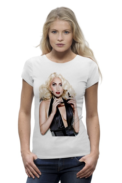 Заказать женскую футболку в Москве. Футболка базовая Lady GaGa от charmed - готовые дизайны и нанесение принтов.
