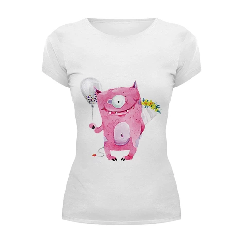 Заказать женскую футболку в Москве. Футболка базовая Милый розовый монстр от zen4@bk.ru - готовые дизайны и нанесение принтов.
