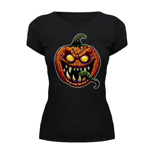 Заказать женскую футболку в Москве. Футболка базовая HALLOWEEN Pumpkin от balden - готовые дизайны и нанесение принтов.