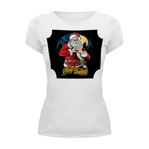 Заказать женскую футболку в Москве. Футболка базовая Дед Мороз от Leichenwagen - готовые дизайны и нанесение принтов.