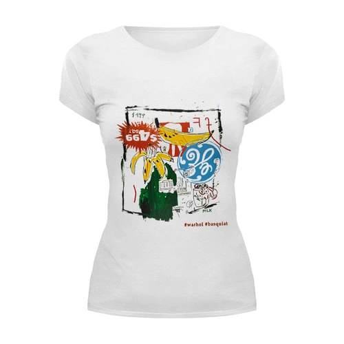 Заказать женскую футболку в Москве. Футболка базовая Warhol - Basquiat от Михаил Авилкин - готовые дизайны и нанесение принтов.