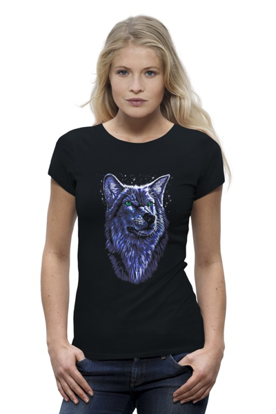 Заказать женскую футболку в Москве. Футболка базовая Wolf Art от Leichenwagen - готовые дизайны и нанесение принтов.
