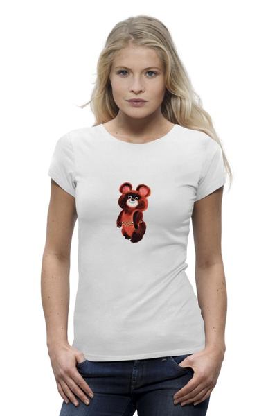 Заказать женскую футболку в Москве. Футболка базовая Олимпийский мишка 80 от baby_tonight - готовые дизайны и нанесение принтов.