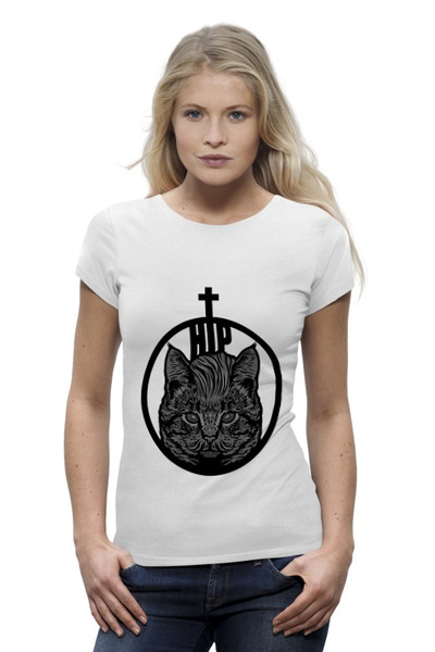 Заказать женскую футболку в Москве. Футболка базовая HIPSTER CAT от 7SWɅG - готовые дизайны и нанесение принтов.
