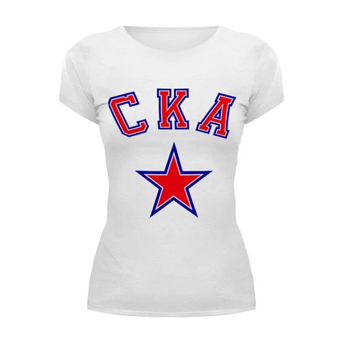 Заказать женскую футболку в Москве. Футболка базовая ХК СКА от hockey_by_M - готовые дизайны и нанесение принтов.