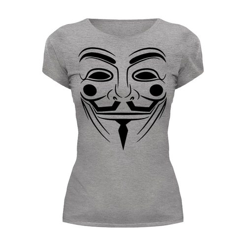 Заказать женскую футболку в Москве. Футболка базовая Anonymous Mask от balden - готовые дизайны и нанесение принтов.