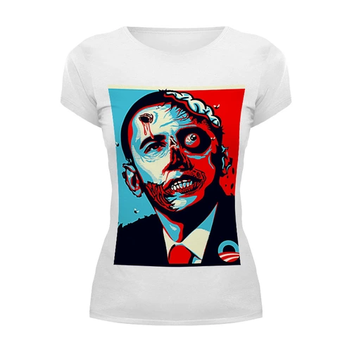 Заказать женскую футболку в Москве. Футболка базовая Обама от Vinli.shop  - готовые дизайны и нанесение принтов.