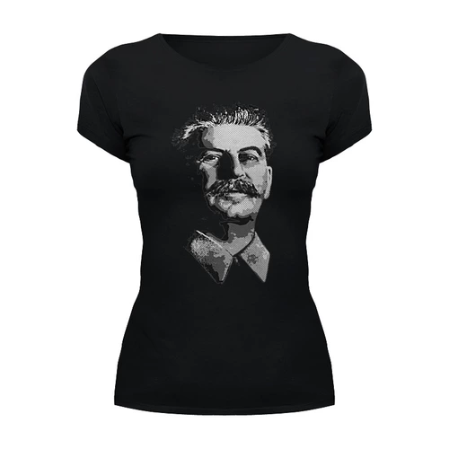 Заказать женскую футболку в Москве. Футболка базовая Сталин от Рустам Юсупов - готовые дизайны и нанесение принтов.