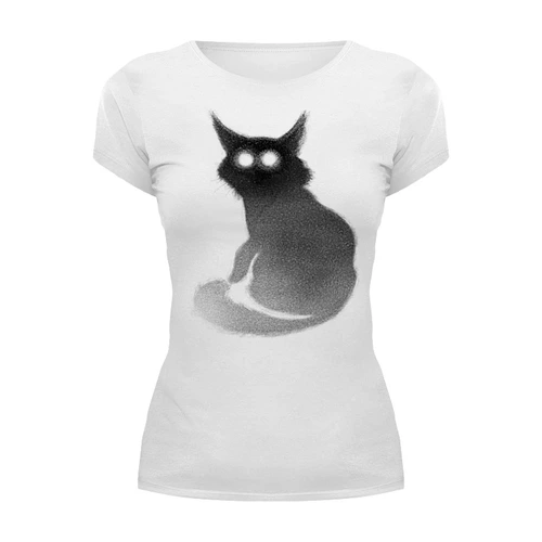 Заказать женскую футболку в Москве. Футболка базовая Black Cat от oneredfoxstore@gmail.com - готовые дизайны и нанесение принтов.