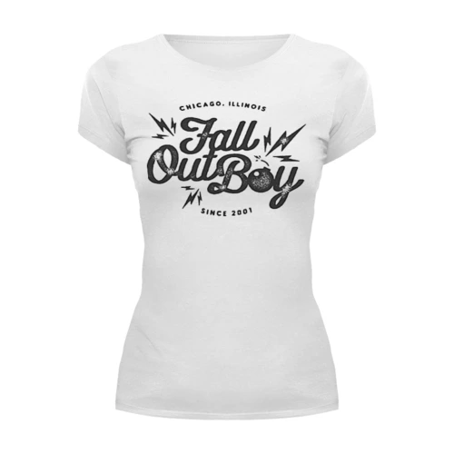 Заказать женскую футболку в Москве. Футболка базовая Fall Out Boy от geekbox - готовые дизайны и нанесение принтов.