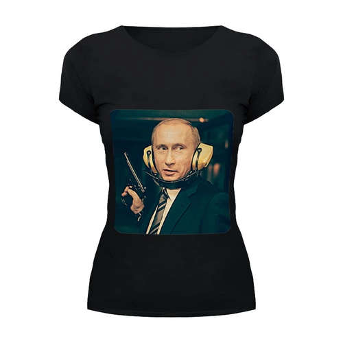 Заказать женскую футболку в Москве. Футболка базовая Vladimir Putin  от karbafoss - готовые дизайны и нанесение принтов.