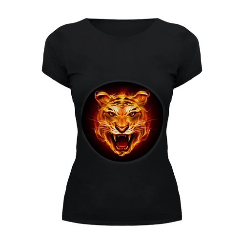 Заказать женскую футболку в Москве. Футболка базовая Огненный тигр. от DEPALL - готовые дизайны и нанесение принтов.