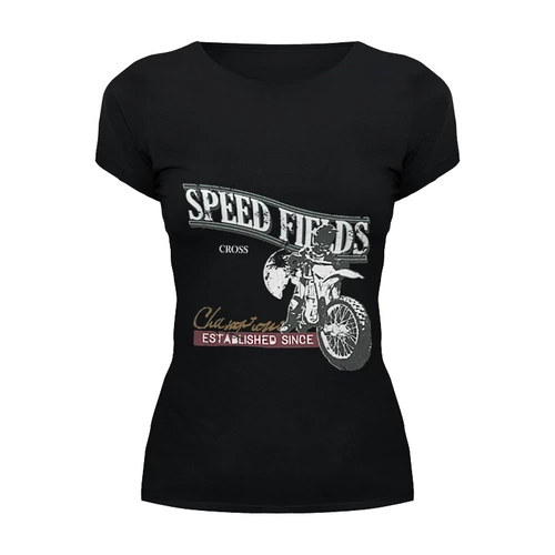 Заказать женскую футболку в Москве. Футболка базовая Мото...Speed Fields... от svetlanakan - готовые дизайны и нанесение принтов.