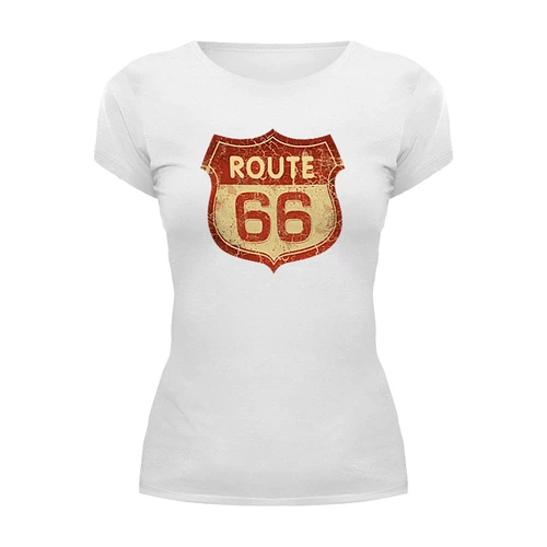 Заказать женскую футболку в Москве. Футболка базовая Route 66 от Анна Андреева - готовые дизайны и нанесение принтов.