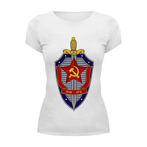 Заказать женскую футболку в Москве. Футболка базовая КГБ  от Leichenwagen - готовые дизайны и нанесение принтов.