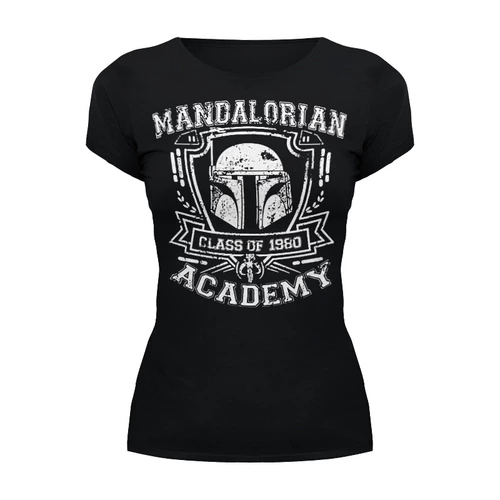 Заказать женскую футболку в Москве. Футболка базовая Mandalorian Academy от balden - готовые дизайны и нанесение принтов.