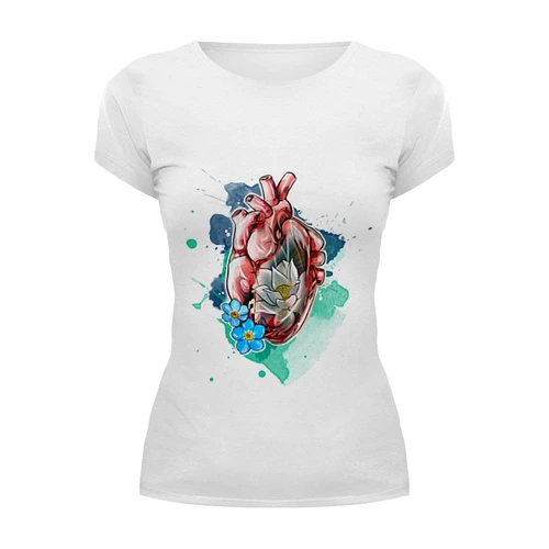 Заказать женскую футболку в Москве. Футболка базовая сердце  от krolya_spb@mail.ru - готовые дизайны и нанесение принтов.