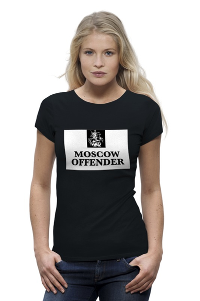 Заказать женскую футболку в Москве. Футболка базовая Moscow Offender от vasilij - готовые дизайны и нанесение принтов.