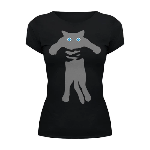 Заказать женскую футболку в Москве. Футболка базовая Cat in hands от balden - готовые дизайны и нанесение принтов.