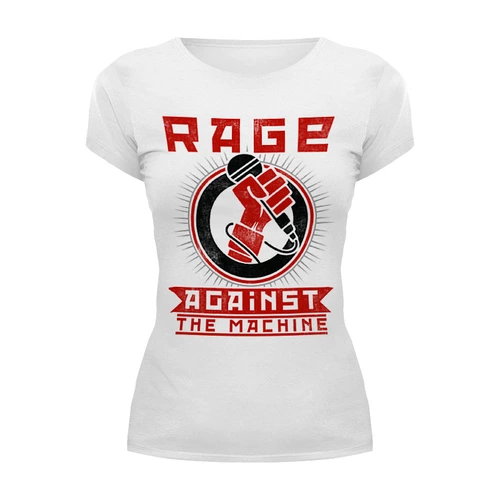 Заказать женскую футболку в Москве. Футболка базовая Rage Against the Machine от geekbox - готовые дизайны и нанесение принтов.