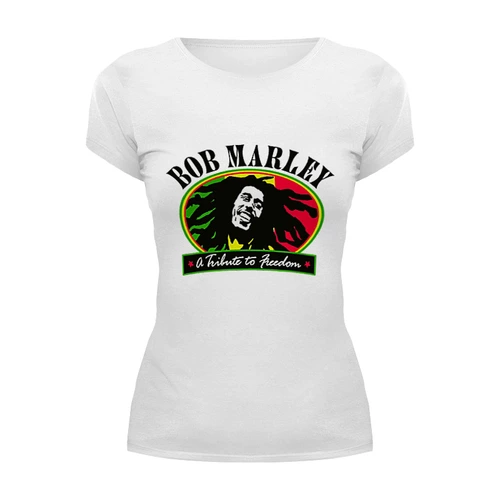 Заказать женскую футболку в Москве. Футболка базовая "Bob Marley" от Fedor - готовые дизайны и нанесение принтов.