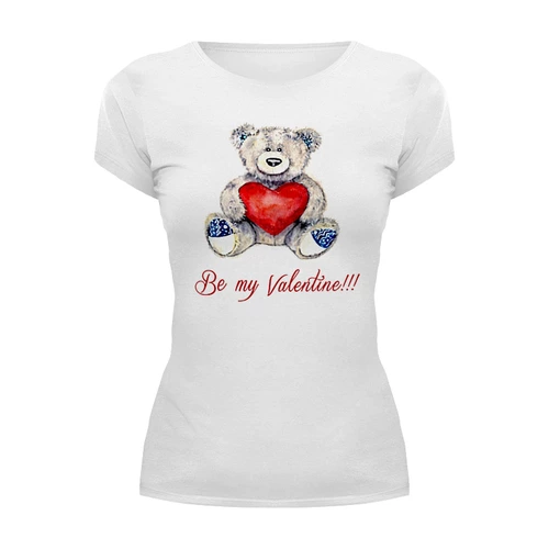 Заказать женскую футболку в Москве. Футболка базовая Be my valentine от Виктория  - готовые дизайны и нанесение принтов.