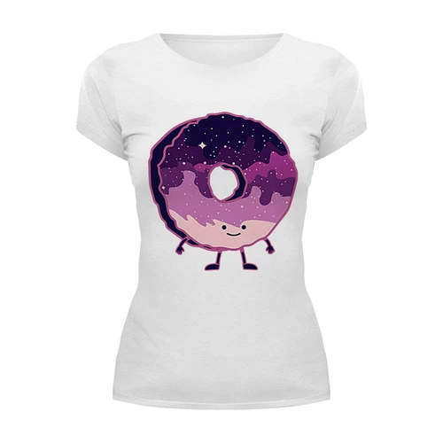 Заказать женскую футболку в Москве. Футболка базовая Космический Пончик (Space Donut) от coolmag - готовые дизайны и нанесение принтов.
