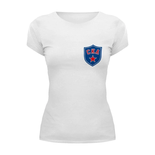 Заказать женскую футболку в Москве. Футболка базовая СКА щит от hockey_by_M - готовые дизайны и нанесение принтов.