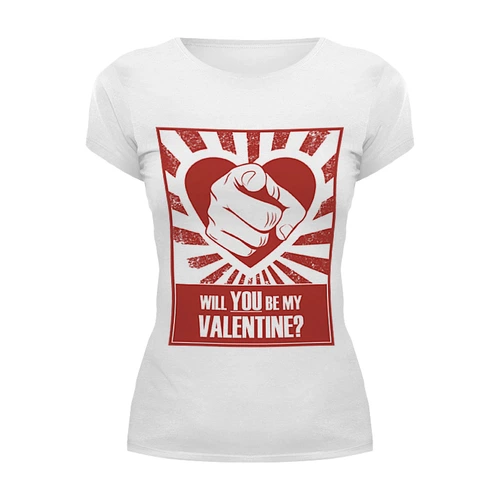 Заказать женскую футболку в Москве. Футболка базовая Будешь Моим Валентином? (14 февраля) от coolmag - готовые дизайны и нанесение принтов.
