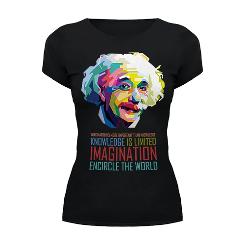Заказать женскую футболку в Москве. Футболка базовая Альберт Эйнштейн от geekbox - готовые дизайны и нанесение принтов.
