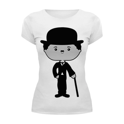 Заказать женскую футболку в Москве. Футболка базовая Чарли Чаплин от coolmag - готовые дизайны и нанесение принтов.