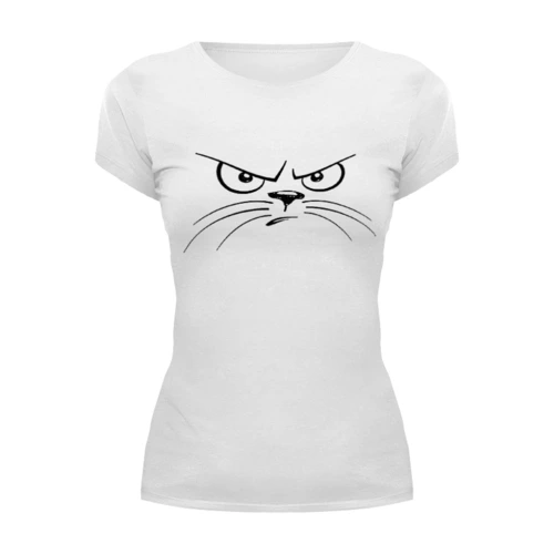 Заказать женскую футболку в Москве. Футболка базовая Злой кот от kirkinpuzel666@yandex.ru - готовые дизайны и нанесение принтов.