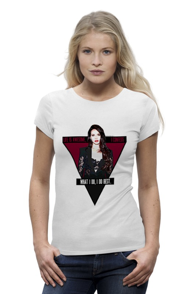 Заказать женскую футболку в Москве. Футболка базовая Lana Del Rey - Ultraviolence Era (Front & Back) от calipsia_v. - готовые дизайны и нанесение принтов.