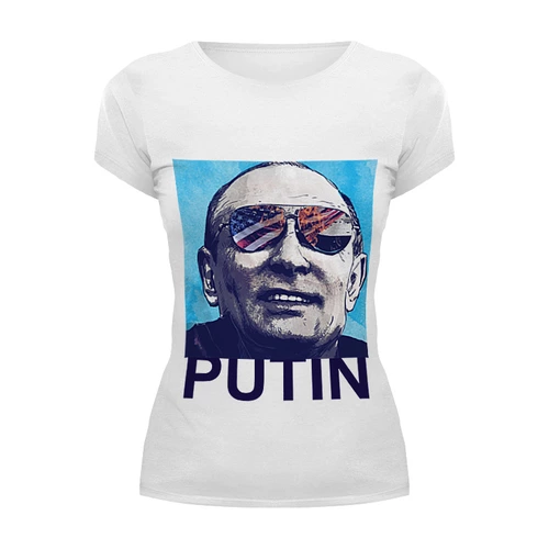 Заказать женскую футболку в Москве. Футболка базовая Путин от Яхонт - готовые дизайны и нанесение принтов.